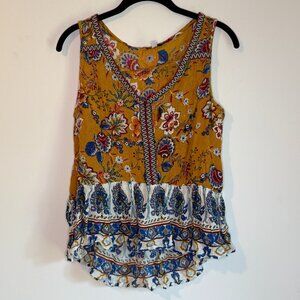 Patrons of Peace Floral Tank, Size Small